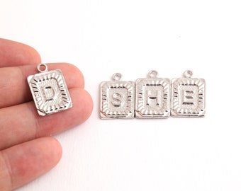1 Pcs Letter Charms , Silver Plated Letter Charms, Necklace Pendant ,Alphabet Letter Charm, ( 15x24 ) SLVR-85