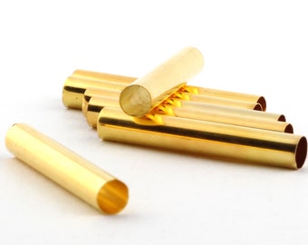 10 Pcs  5x30mm Raw Brass Tubes, Tube Beads, Round Tube Beads , Solid Brass Tubes, Necklace Tubes, Bracelet Tubes,Tube Bead Spacers DS-RW-499