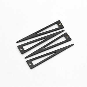 6 Pcs Black Plated Triangle Charms ,Necklace Charms , Tiny Necklace Triangle ( 8x40mm )-BLK-69
