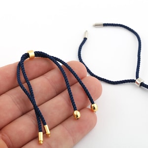 Half Finished Adjustable Bracelet, Cotton Rope Bracelet, 2mm Cord Bracelet Connector BlanksFriendship Style for DIY Gift Jewelry (24cm)AS-58