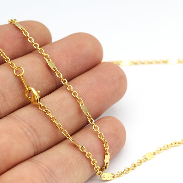 Ready Necklace Chain-16"-17"-18"-20"-22"-25" 24k Gold Plated Shiny Gold Plated Rolo Chains ,2.3x2.7mm Soldered Chains ,Cable Chains,