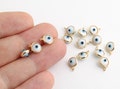 7 mm 24k Shiny Gold Evil Eye Beads, Enamel Evil Eye Charms, Bracelet Connector, Evil Eye Bracelet, Evil Eye Spacer Beads, Charms GLD-243
