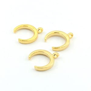 2 Pcs Horn Pendant Gold , 24k Shiny Gold Plated crescent moon charms with 1 hole, Horn Jewelry , Gold Horn Pendant ( 14x16mm)-GLD-604