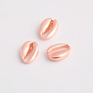 1 Pcs Rose Gold Plated Cowrie Charms,Cowrie Shell Pendant, Cowrie Necklace, Small Gold Cowrie, Boho Charms, ( 10x14mm ) , RSGLD-160