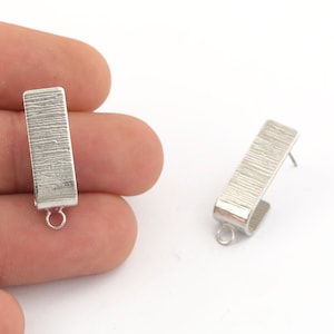 8x28mm Rhodium Plated Textured U-shaped Earring, Pendant Earrings, U Shaped Pendant Earrings, Earring Findings,Stud Earring - EAR-414