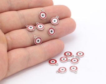 Silver Plated Eye Pendant,Evil eye charm, Silver evil eye pendant, evil eye pendant, ( 8X10mm ) SLVR-133