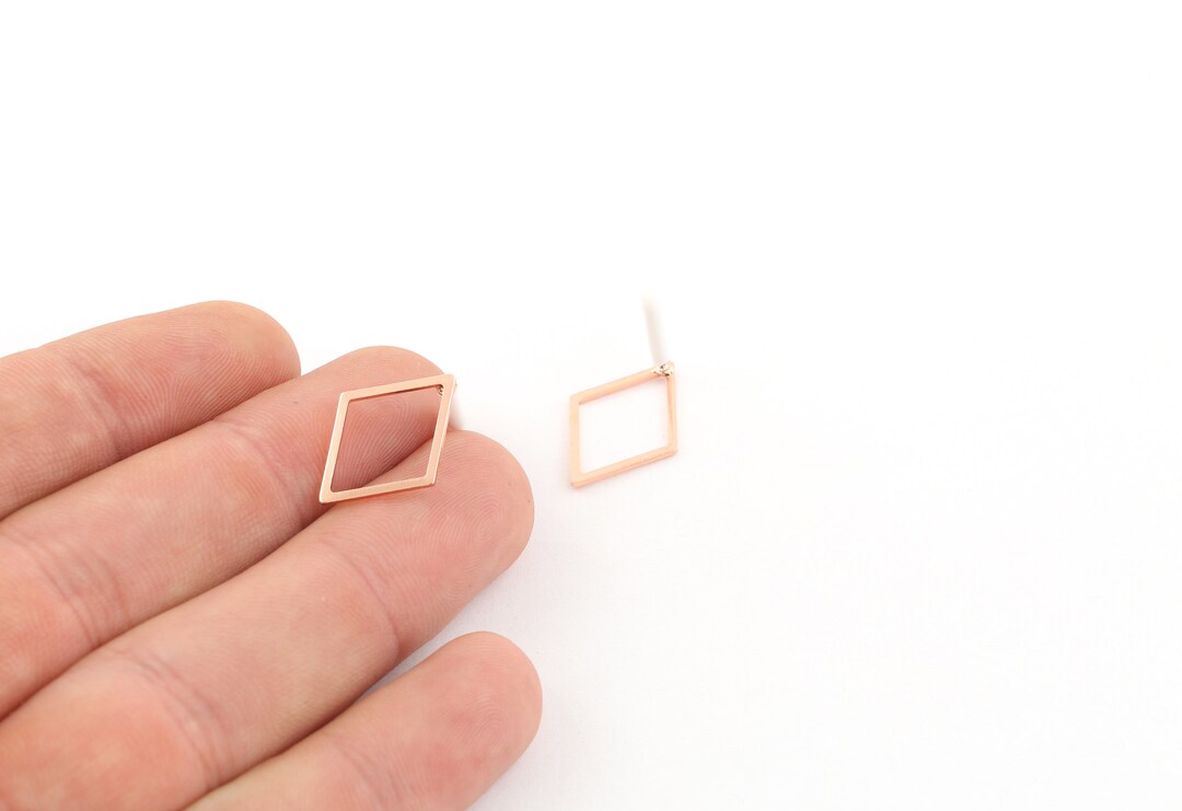 15x20mm Rose Gold Plated Triangle Earrings , Rose Gold Plated Geometric ...