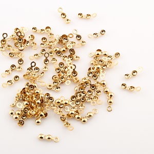 50 Pcs 24k Gold Plated Crimp Beads, Crimp, 13x4mm, Ball Chain Clasp, Crimps-GLD-115 image 2