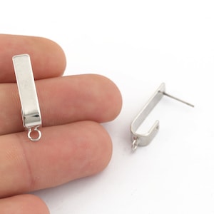 5x28mm Rhodium Plated U-shaped Earring, Pendant Earrings, U Shaped Pendant Earrings, Earring Findings,Stud Earring - EAR-418