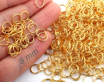 50 Pcs 8 mm Jump Rings, Tiny Jump Ring Connectors , Gold Plated Connector , Gold Plated Findings ,24k Gold Plated-GLD-166