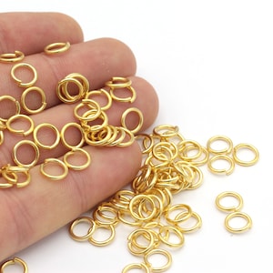 50 Pcs 1.2x 8mm 24k Matt Gold Plated Jump Rings, Tiny Jump Ring Connectors, Gold Plated Connector, Gold Plated Findings, MTGLD-84