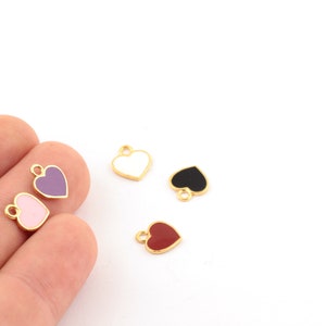 9x10mm 24k Shiny Gold Plated Enamel Heart Charm, Enamel Heart Necklace Charms , Enamel Heart Gold Plated Pendant,Enamel Charms, GLD-789