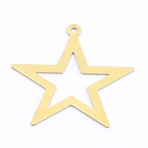 20 Pcs Raw Brass Star Charms ,Raw Brass Star Charms with 1 Loop , Necklace Charms , Necklace Pendant , 29 mm,DS-RW-215