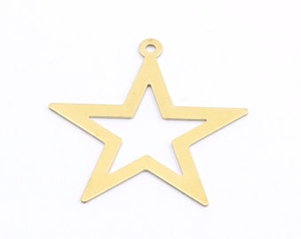 20 Pcs Raw Brass Star Charms ,Raw Brass Star Charms with 1 Loop , Necklace Charms , Necklace Pendant , 29 mm,DS-RW-215