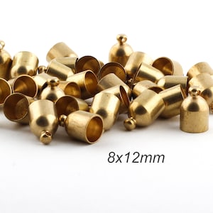 12 Pcs 8x12mm Raw Brass End Cap , Solid Brass End Cap , Cord End , Tube End Cap,DS-RW-157
