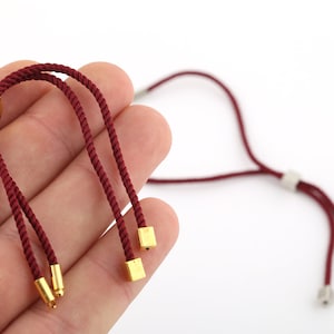 Half Finished Adjustable Bracelet, Cotton Rope Bracelet, 2mm Cord Bracelet Connector BlanksFriendship Style for DIY Gift Jewelry (24cm)AS-42