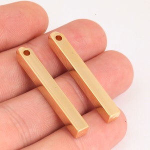 5x40mm 24k Shiny Gold Bar,Bar Necklace, Bar Pendant, Personalized Charms, Nameplate Bar, Gold Plated Pendant GLD-274