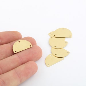 14x22mm 6 pcs Raw Brass Half Moon,Raw Brass Semi Circle Blanks With 3 Holes ,Earring Charms ,Geometric Jewelry,Raw Brass Findings, DS-RW-534