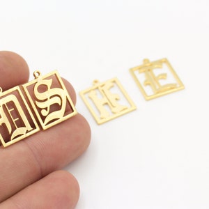 16x20mm 24k Gold Plated English Letters Charms, Initial Letter Charms, Personalizados Colgantes, Alphabet Letter Charm, gold findings