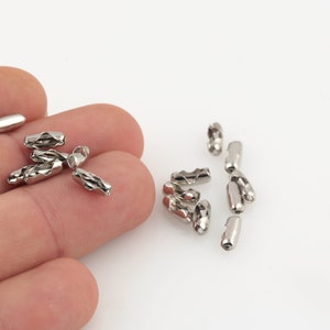 3.5x9mm Ball Chain Connector, Rhodium Plated Tag Fastener Type Ball Chain, Rhodium Sluiting Voor Connector Ball Chain Ball Chain Clasps, SLVR-548