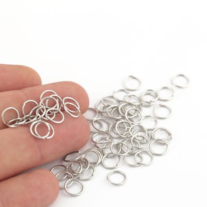 50 Stück 8mm Steckringe, Rhodinierte Steckringe, Rhodinierte Steckteile, Rhodiniert- SLVR-445