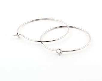 25mm Silver Plated Earring Hoops ,6 Pcs Circle earrings, Silver Plated Ear Hoop EAR-66