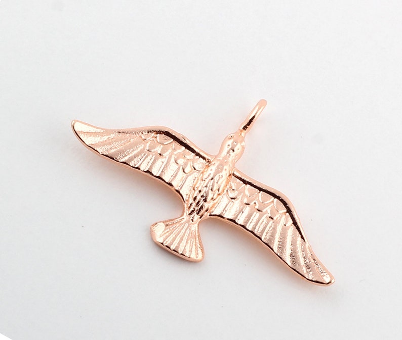 Rose Gold Plated Bird charm -RSGLD-140 38x24mm Rose Gold Plate brass bird necklace pendants