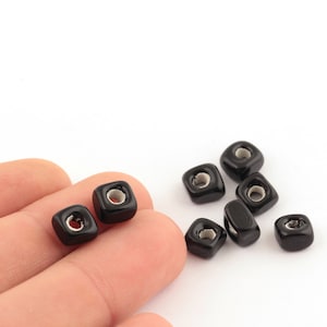7mm Black Glass Beads, Glass Cube Beads, Murano Glass, Bracelet Connector, Beads for Bracelet, Murano Beads,Wholesale Glass Beads STN-65