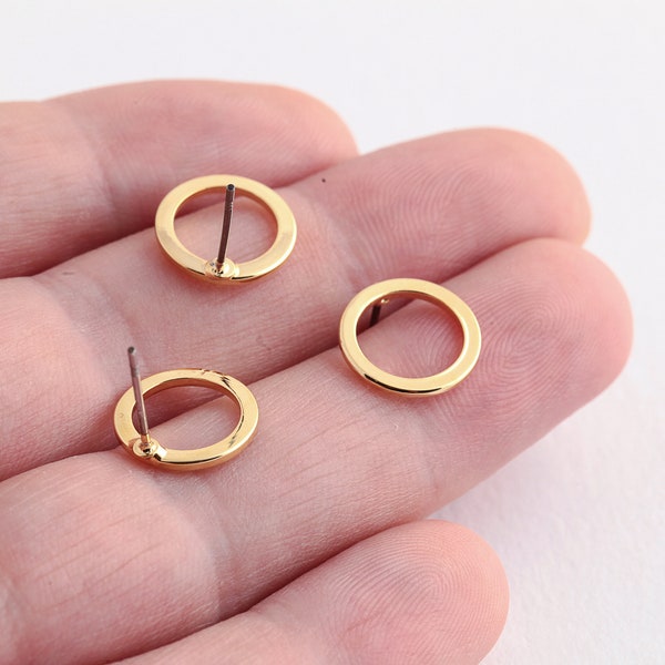 2 Pcs 12mm 24k gold Plated Earring  , Circle earrings,  Ear Hoop , Circle Earrings EAR-12