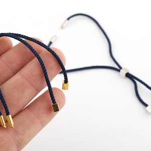 Half Finished Adjustable Bracelet, Cotton Rope Bracelet, 2mm Cord Bracelet Connector BlanksFriendship Style for DIY Gift Jewelry (24cm)AS-59