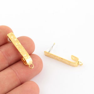 5x33mm 24k Shiny Gold Plated Hammered U-shaped Earring, Pendant Earrings, U Shaped Pendant Earrings, Earring Findings,Stud Earring - EAR-279