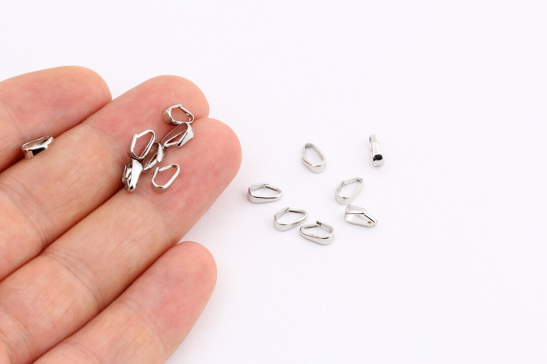 7mm Silver Plated Pendant Bail , Pinch Bail , Connectors, Necklace