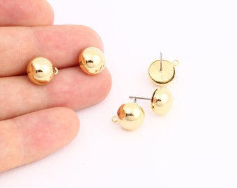 6 Pcs 24k Gold Plated Sterling  Earring Post (7x10mm) Earring Findings - Making Earring - Earring Post EAR-26