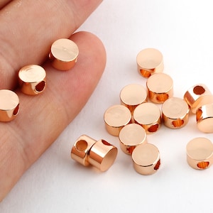 7mm Rose Gold Round Coins, Flat Round Beads, Stamping tag , Barrel , Spacer Beads, Solid Brass Beads, Round-RSGLD-81