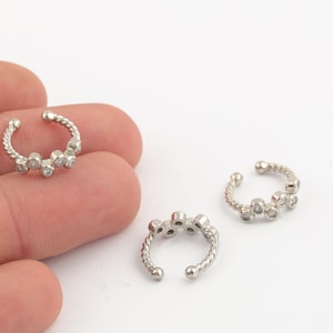 1 Pcs Rhodium Plated Ear Cuff, Ball Ear Cuff, Cartilage Ear Cuff, Zircon Ear Cuff, Thick Ear Cuff, Cartilage Earrings ( 16mm ) EAR-438