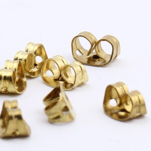 100 Pcs Brass Earring Stud Backs,Raw Brass Earring Studs Back Stoppers,6x4mm EAR-61 image 9