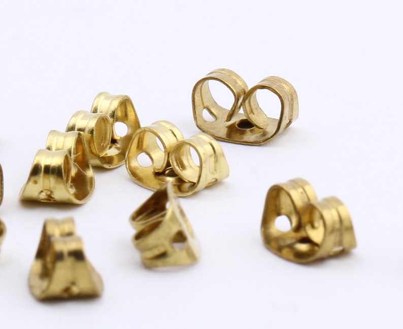 100 Pcs Brass Earring Stud Backs,Raw Brass Earring Studs Back Stoppers,6x4mm EAR-61 image 9