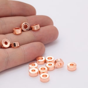 8mm Rose Gold Plated Round Coins, Flat Round Beads, Stamping tag , Barrel , Spacer Beads, Solid Brass Beads, Round RSGLD-221
