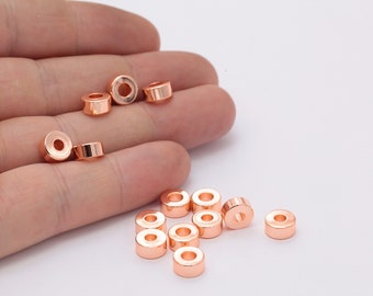 8mm Rose Gold Plated Round Coins, Flat Round Beads, Stamping tag , Barrel , Spacer Beads, Solid Brass Beads, Round RSGLD-221