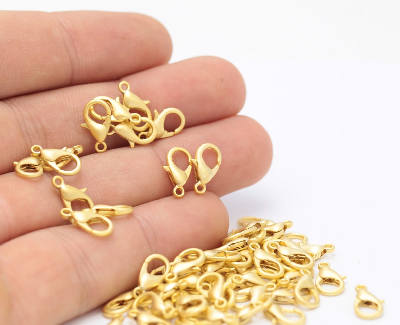 10 Pcs 12mm 24k Matt Gold Claw Clasp Lobster Clasp Round Etsy