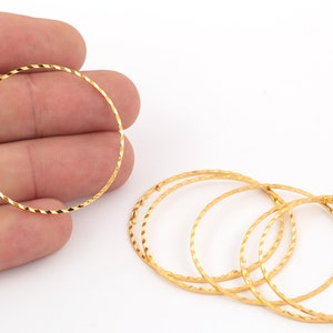 12 Pcs 40mm 24k Shiny Gold Plated Textured Circle,Gold Plated Circle Connector ,Gold Plated Circle Pendant ,Gold Plated Hoops, GLD-1292
