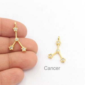 24k Shiny Gold Plated Zodiac Signs Charms , Astrology Charms,  Cancer Gold Zodiac Charms, Horoscope Charms, ( 14x24mm ) GLD-748