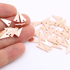 6 Pcs Rose Gold Plated Triangle Charms , Tiny Necklace Triangle , Tiny Triangle Charms , Necklace Pendant , Charms , 7x12mm-RSGLD-118