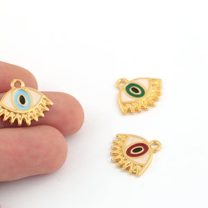19x21mm 24k Vergoldet Evil Eye Charms, Emaille Evil Eye Charms, Evil Eye Anhänger, Evil Eye Anhänger, Evil Eye Schmuck, GLD-1366
