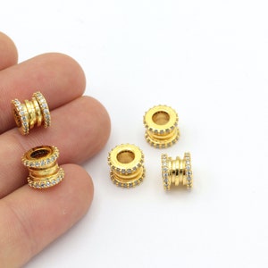 1 Pcs Zircon Round ,24k Shiny Gold Charms, Micro Pave Charms, Bracelet Charms, Round Pendant ( 8mm) ZRK-461
