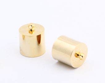 2 Pcs Gold Plated End Cap ,Hole Inner 14mm, Huge end caps, Solid Brass End Cap , Bead caps, Cones, Huge End Caps, 15x18mm, GLD-1215