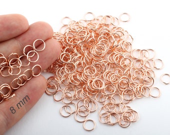 100 Pcs 8mm  Rose Gold Plated Jump Rings, Tiny Jump Ring Connectors, Rose Gold Plated Connector, Rose Gold Plated Findings-RSGLD-91