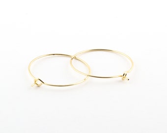 Aros de pendiente chapados en oro de 25 mm, pendientes circulares de 6 piezas, aro de oreja chapado en oro de 24 k EAR-15