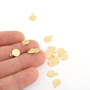 10 Pcs 8x11mm 24k Shiny Gold Plated Round Disc, Shiny Gold Plated Round Charms , Round Disc , Shiny Gold Plated Coins, GLD-863