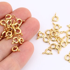 10 piezas de cierre de resorte chapado en oro de 24 k, langosta chapada en oro, extremo de pulsera, chapado en oro Fabricación de joyas, 6 MM GLD-1199 imagen 1